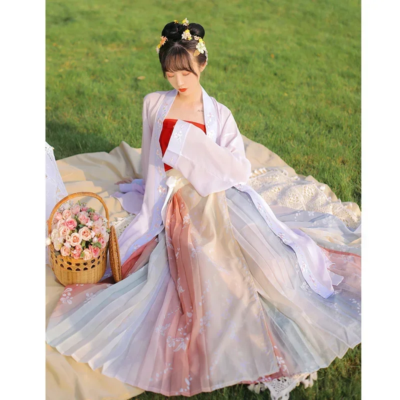 Song Dynasty Women Chinese Traditional National Hanfu Set Skirt Folk Fairy Dance Costume Clothing Lady Oriental Cosplay Clothing