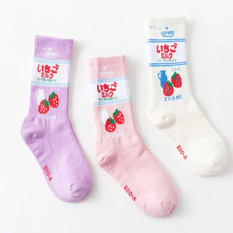 New Japanese Sweet Women's Socks Funny Cream Candy Color Milk Strawb