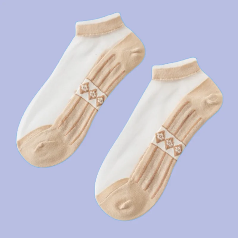 3/6 Paar Damen Sommer dünne atmungsaktive Socken Mittel rohr flachen Mund süße Baumwolle niedrige weiße Damen Glas Seide Boot lässige Socken