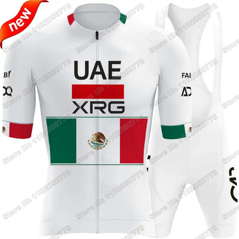 2026 المكسيك إسحاق ديل تورو طقم جيرسي لركوب الدراجات المكسيكي-بطل الإمارات العربية المتحدة فريق الدراجات ملابس الرجال الطريق دراجة قميص دراجة مريلة السراويل #2