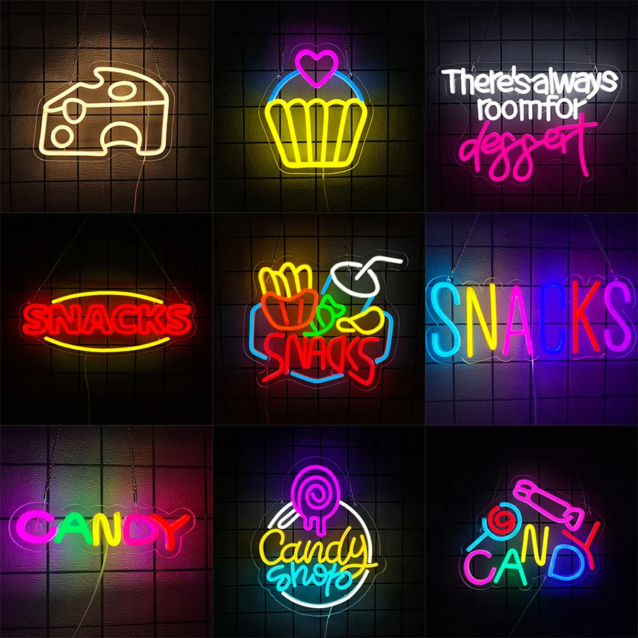 Snacks Neon Sign for Wall Decor,Snack Bar Sign for Cake Candy Shop Snack Stall Man cave Coffee Bars Party Decor,USB Powered.