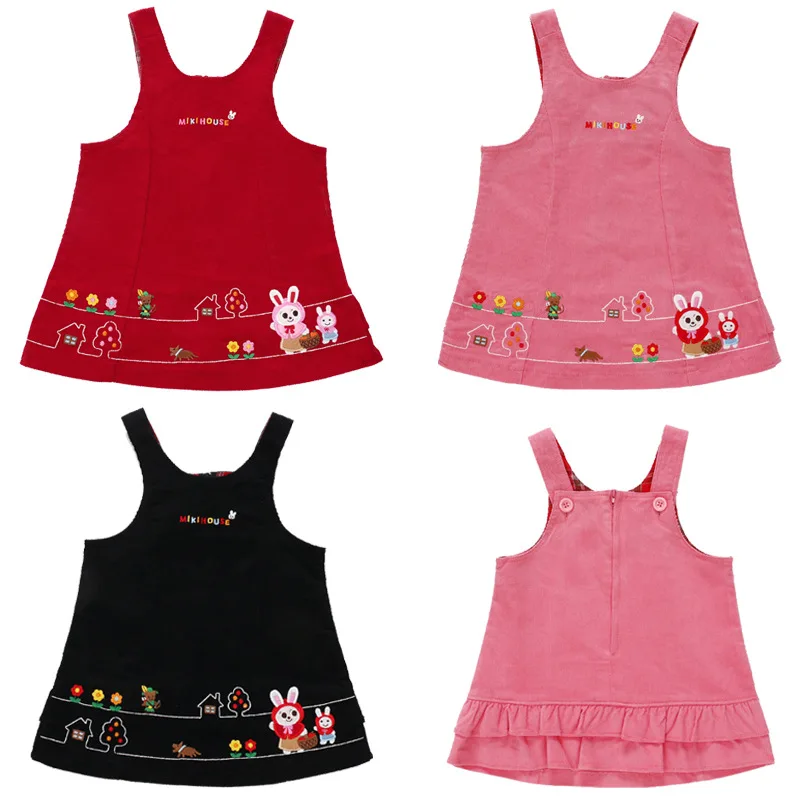 Spring and Autumn Girls' Strap Dress Cartoon Rabbit Corduroy Dresses Baby Skirt Vestidos Cortos Robes Korean Kids Clothes Girls