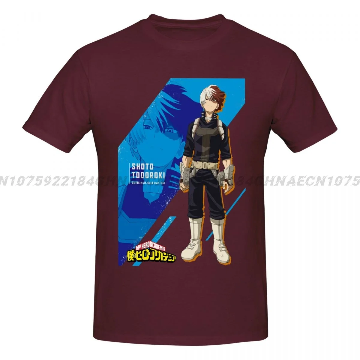 Shoto Todoroki Boku no Heros Academias T-shirts for men Outdoor Casual Loose Breathable Comfortable Cotton Short sleeve