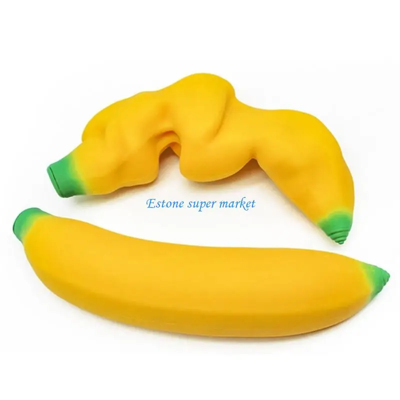 090B Funny Stretchy Rubber Banana Squeeze Stress Relief Toy for Kids Adults Office School Relaxation