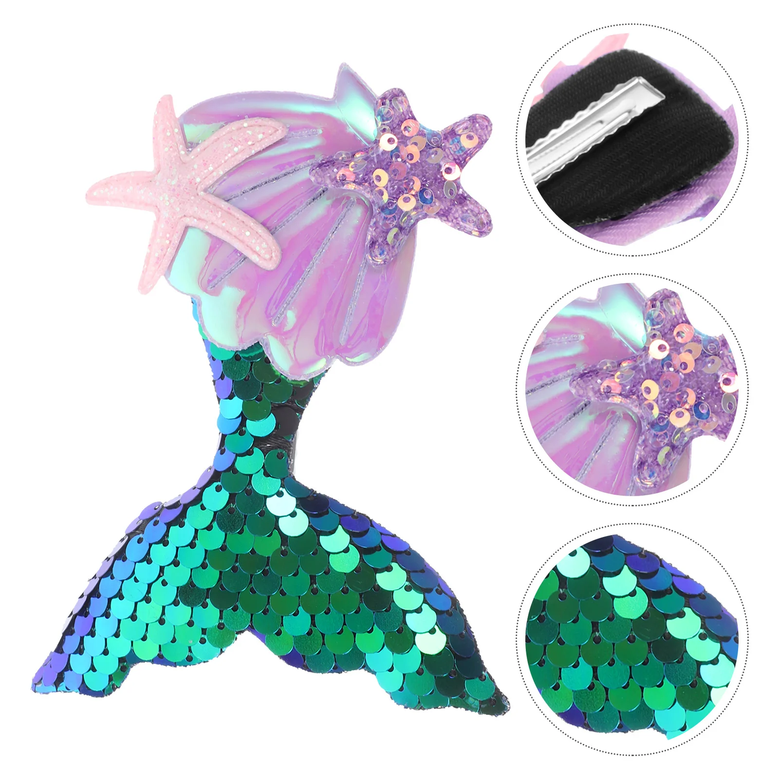2 Pcs Stars Styling Hair Barrettes for Girls Children's Mermaid Clip Shell Clips Headgear Baby
