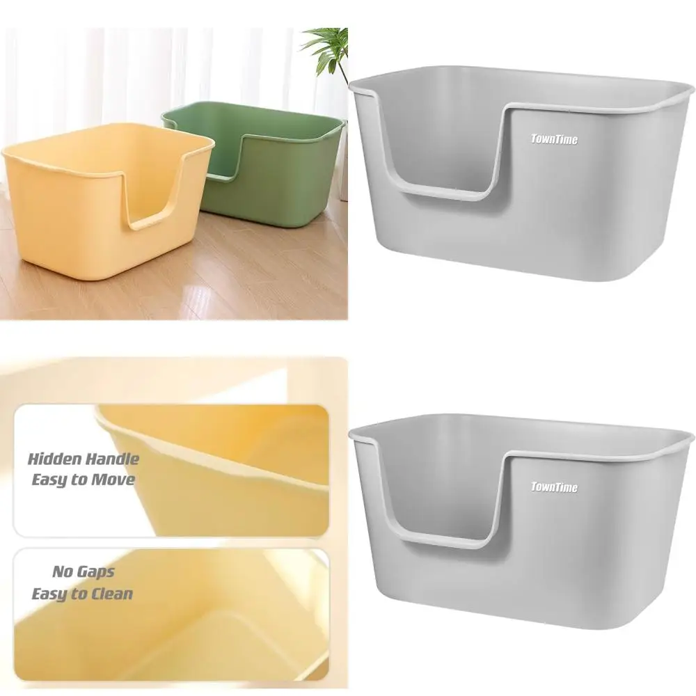 

Большой серый лоток для кошек с высокими бортиками, защита от разбрызгивания, простая сборка, для нескольких кошек