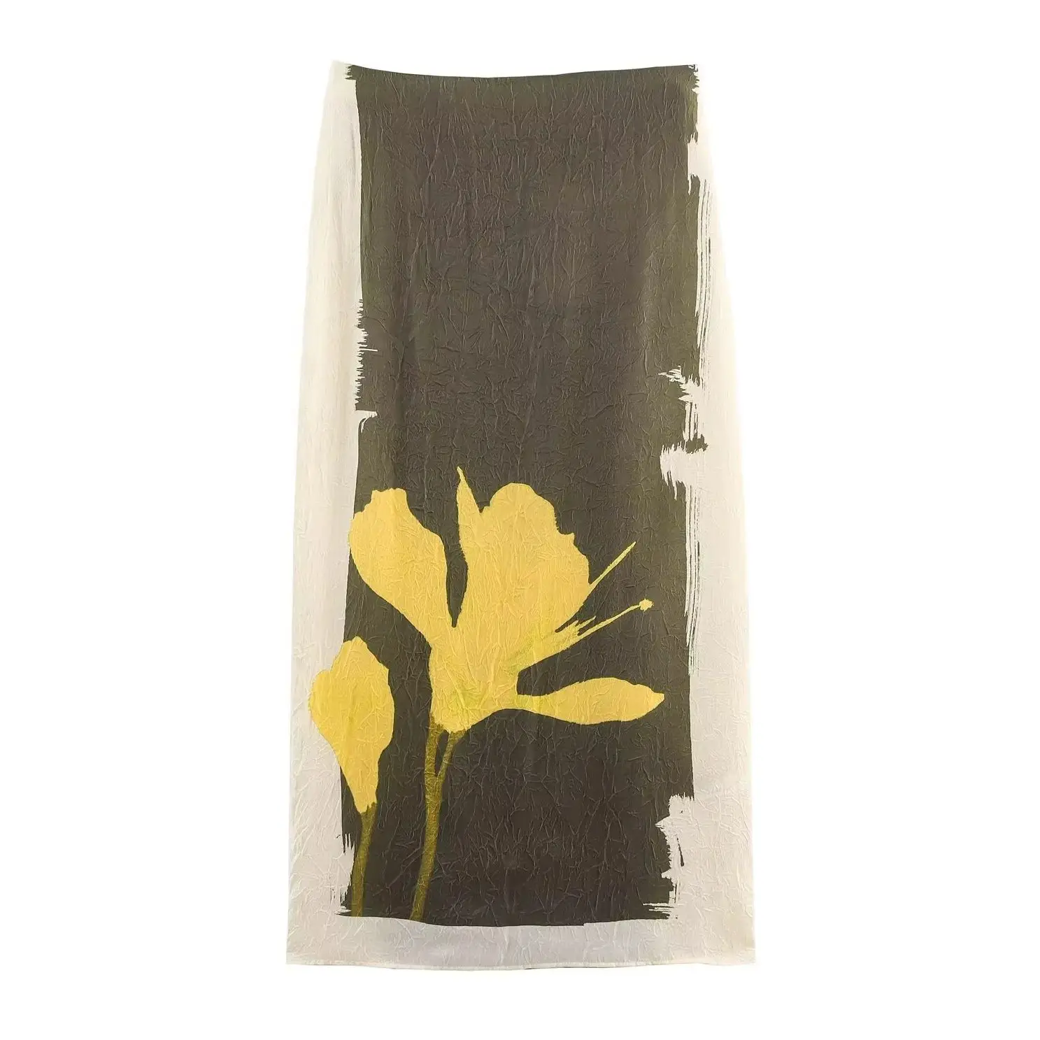 

KONDALA Chic 2025 Sheath Print Women Skirt Vintage Fashion 2025 Zipper Midi Night Party Split Female Streetwear Long Skirts