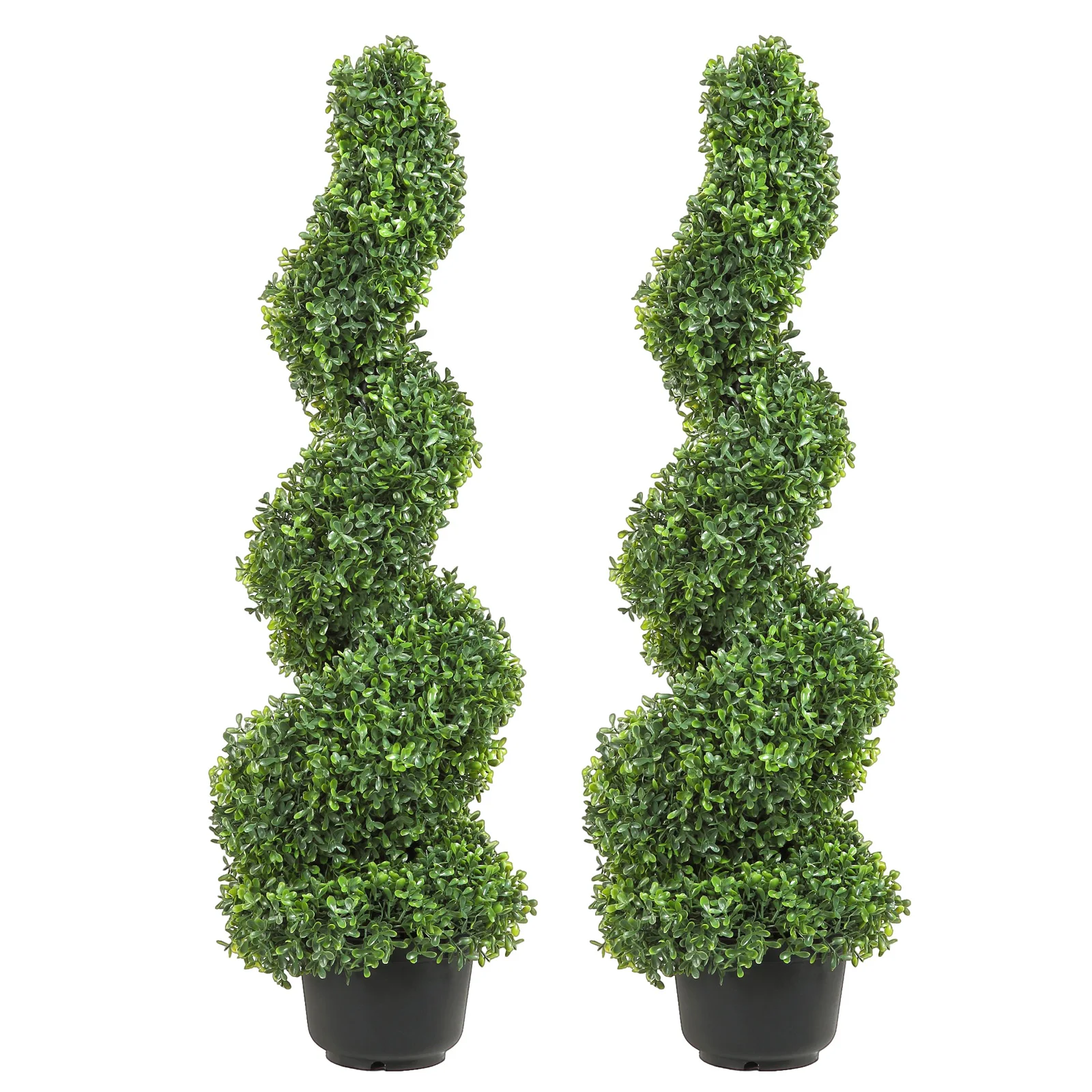 VEVOR 1/2pcs Artificial Boxwood Tower Topiary Spiral Artificial Plant 24/36/48in high Decorative Plants Green Plastic PE Tree