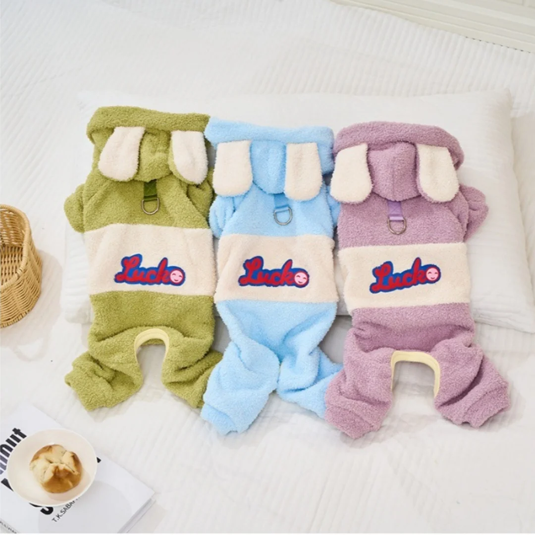 

Trendy Dog Cat Hoodie Winter Outfit, Warm Plush Fleece Coat with Hood for Small Dogs Cats, Cute Puppy Kitten Clothes for Outdoor