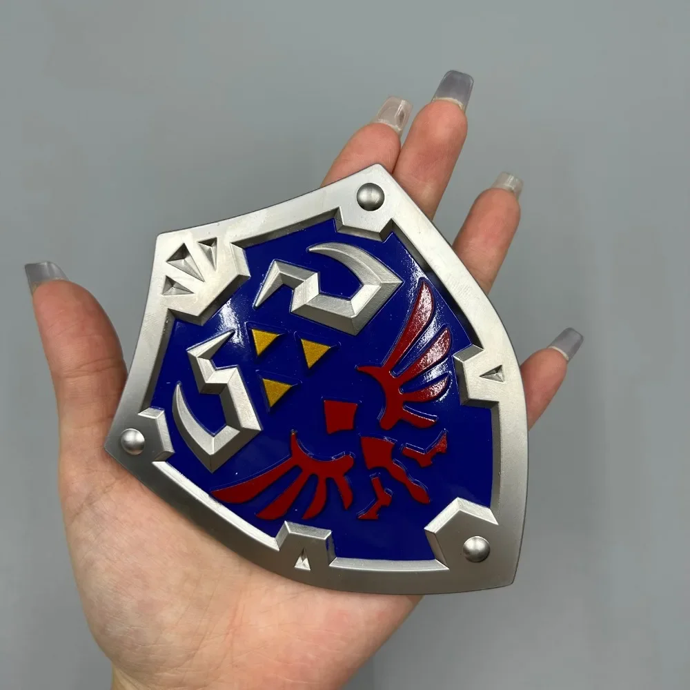 Lágrimas do Reino Ligação Hylian Escudo LOZ Periféricos de Jogo, Full Metal Model, Ornamento para casa, Decoração Artesanato Coleção, 12cm