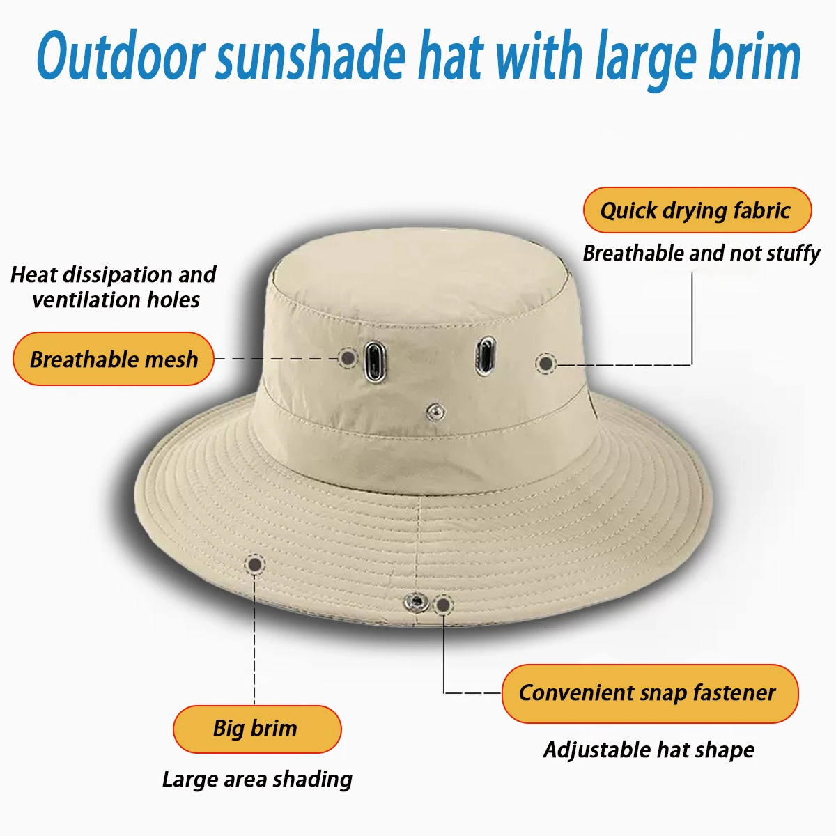 Summer Bucket Hat For Men Fisherman Cap Fishing Outdoor Sunshade Big Brim Sunscreen Riding Hiking Suncreen Sunhat