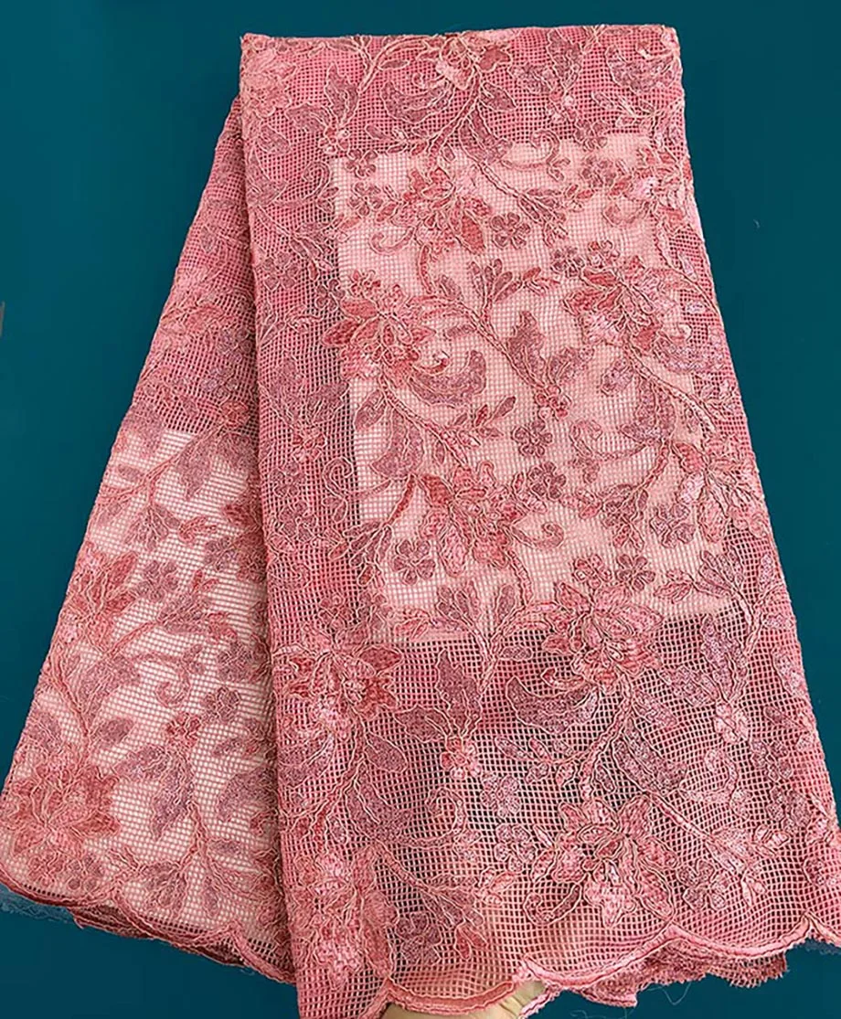 High Grade Clearance 3D Mesh Lace Soft African French Mesh Lace Floral Embroidered Tulle Fabric Nigerian Sequins Sewing Wear