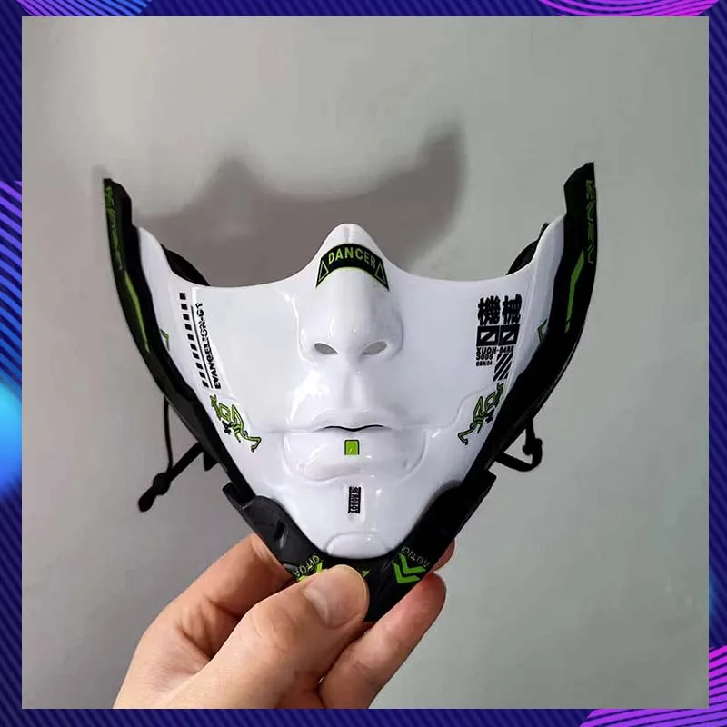 Cyber Punk Mask Halloween Sci-Fi Mechanical White Half-Face Mask Carnival Comic-Con Mask Party Bar Coser Props Cosplay Costumes