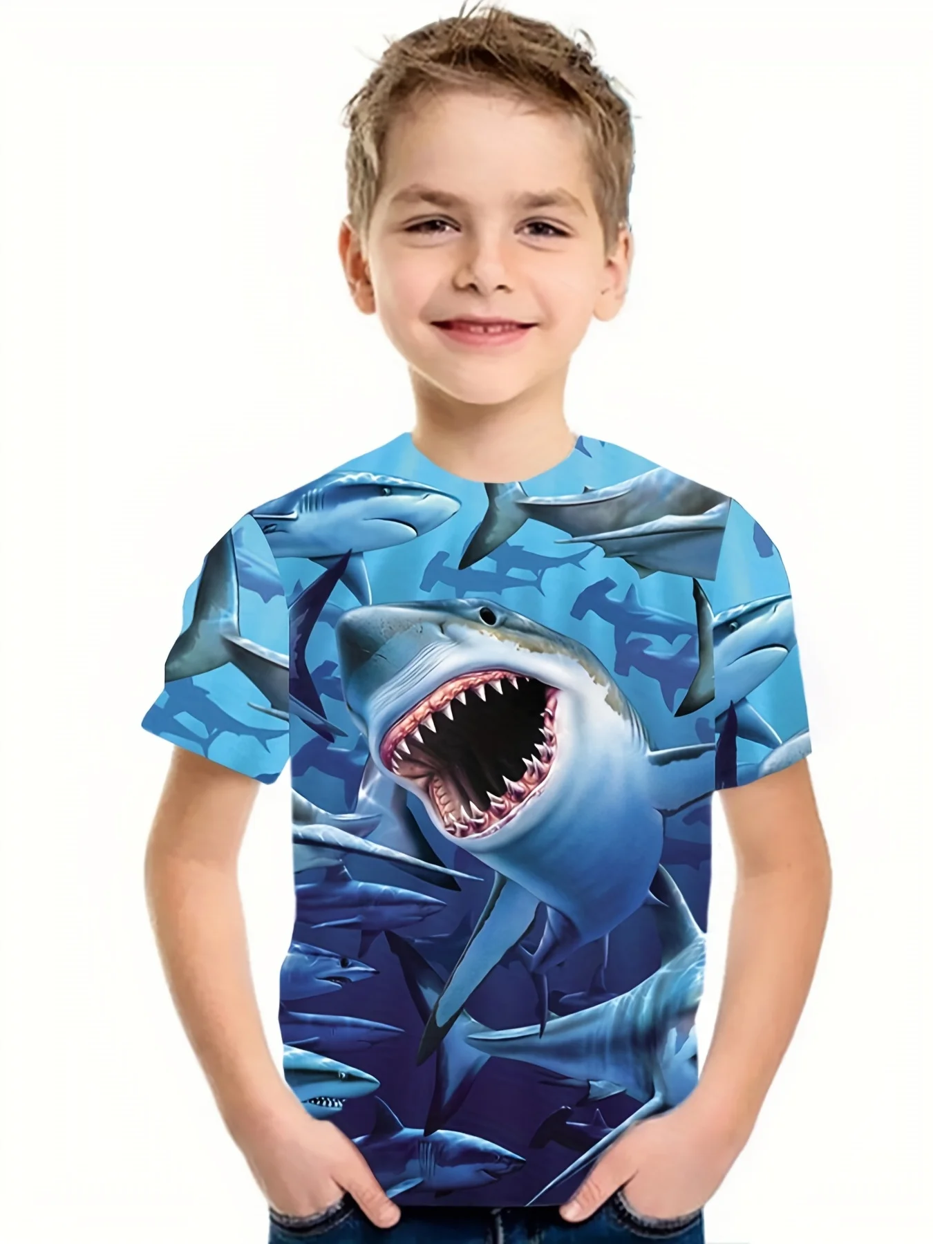 Ocean Big Shark 3D Printed Kids T-Shirt For Boy Girl Shirt Fashion Children\'s Clothes Short-Sleeved Boy T-Shirt Summer Boys Tops