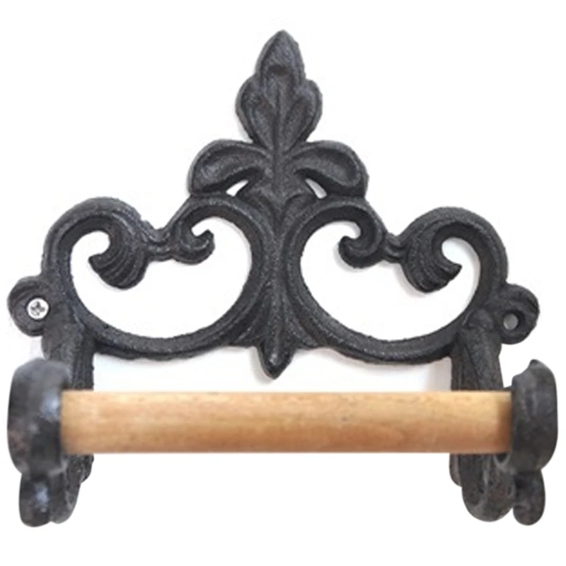 A27R-Toilet Paper Holder Retro Wrought American Style Toilet Roll Holders Wall Mounted For Home Black Bathroom Accessories
