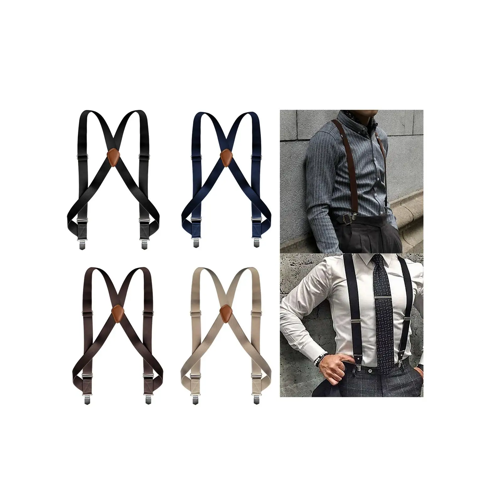Bretelles pour hommes avec Clips, porte-pantalon réutilisable, décontracté et confortable, élastique pour