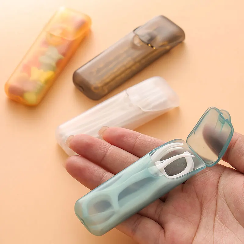 

Portable Travel Mini Transparent Dental Floss Storage Box Restaurant Oral Care Disposable Toothpicks And Cotton Swabs Box