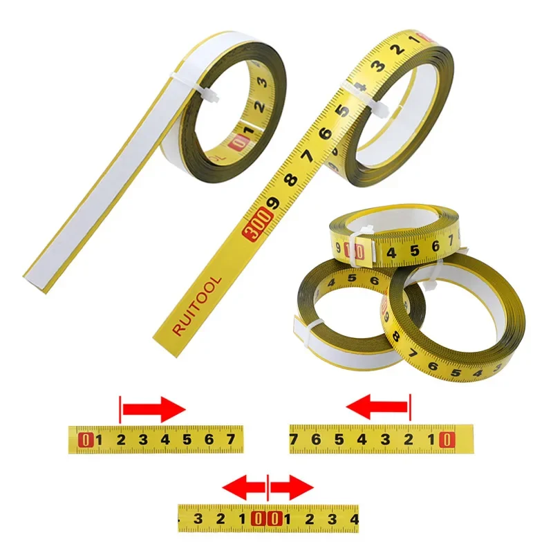 

Metric Paste Ruler 1-5 M Woodworking Guide Rail Flat Ruler with Glue Metal Adhesive Ruler without Radian