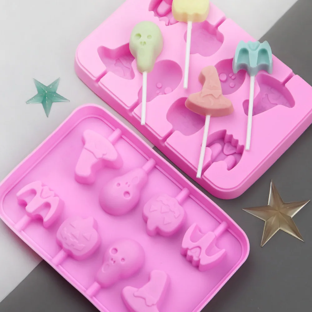 8-in-a-row Halloween silicone lollipop silicone mold cheese IDY handmade mold Without a stick