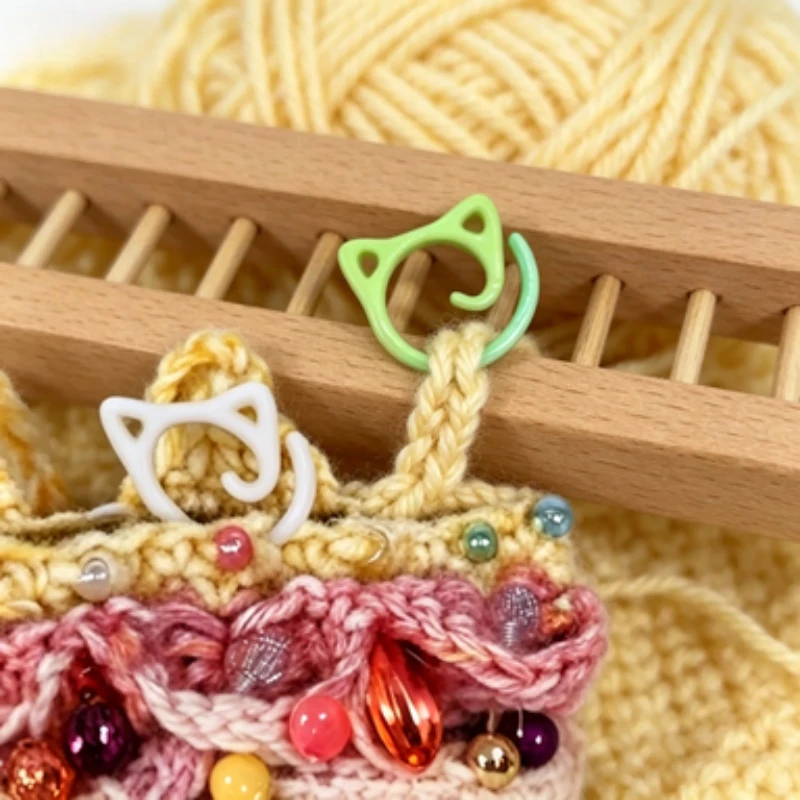 40/50PCS Lovely Cat Design Knitting Markers Firm Buckle Not Easy to Fall Off Practical Stitch Row Tags for DIY Yarn Craft Lovers