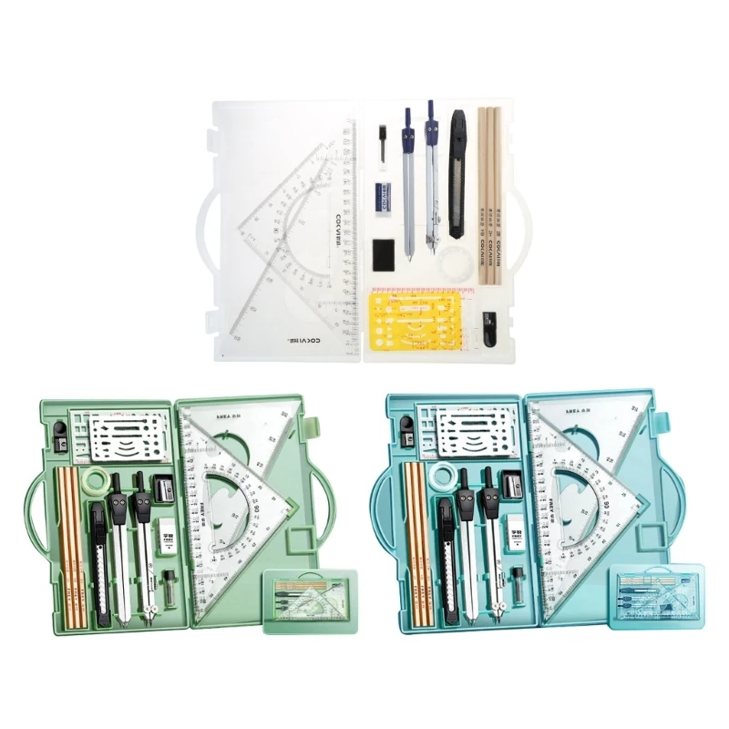 Professional Geometry Set Geometry Kit-for Artists and Students Compasses,Drawing Tools,Drafting Supplies,Drafting Set LX9A