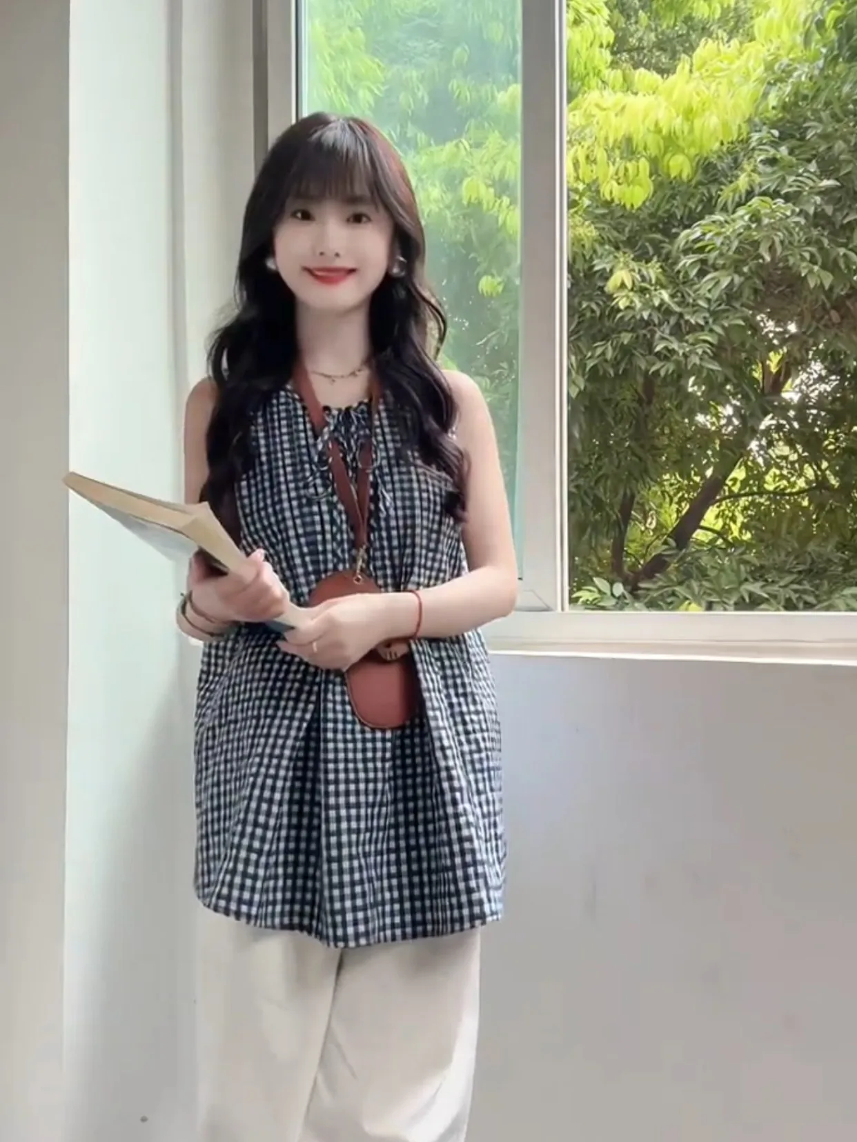 

Женский летний жилет-рубашка в японском ретро-стиле, свободный крой, стройнящий силуэт, без рукавов, с круглым вырезом, из переработанной ткани RPET