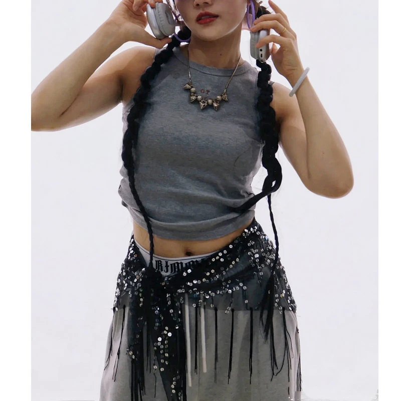 

Fashion Sequins Belly Dance Belt Tassels Jazz Dance Hip Scarf Street Dance Show Costumes Dancer Skirt for Thailand/India/Arab
