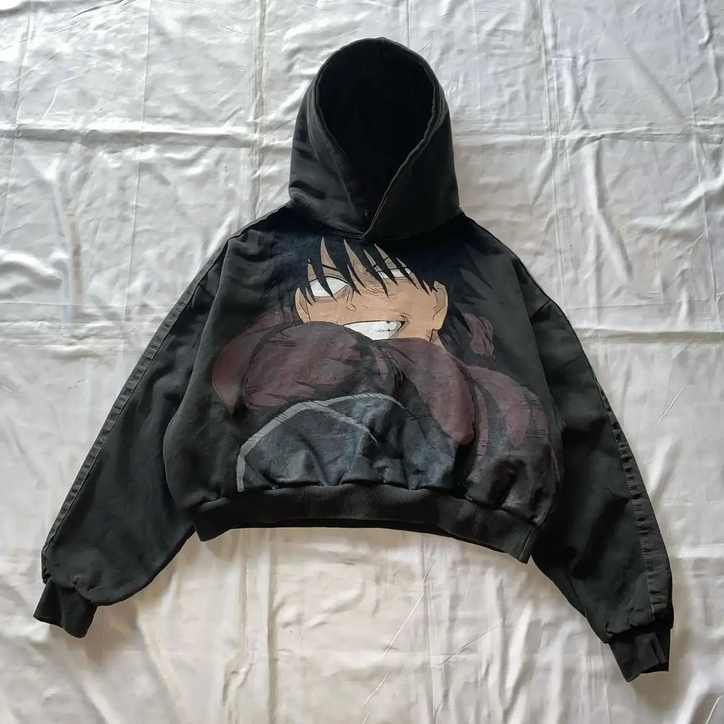 Streetwear Hoodie Y2k Japanese Harajuku Hip Hop Anime Graphic Print Black Oversized Hoodie Mens Gothic Pullover Hoodie Clothes