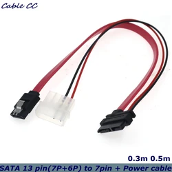 Best Quality 0.3m 0.5m SATA Power Cables to Molex Slim SATA 13 pin(7P+6P) to 7pin + Power cable for SATA Slimline port