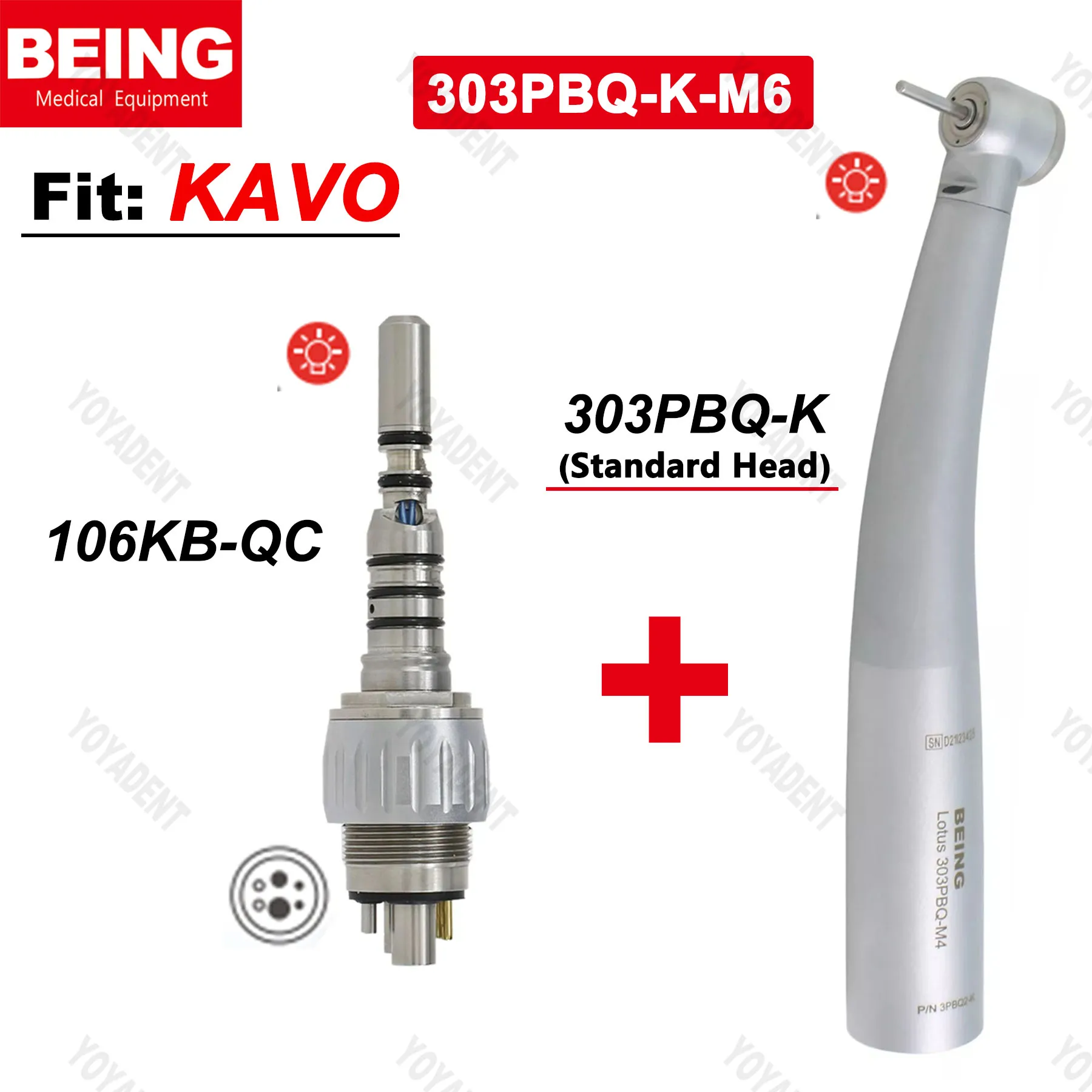 

BEING Dental Turbine Standard Head Fiber Optic High Speed Handpiece Quick Coupling 6 pin fit Kavo Dentistry Instrument