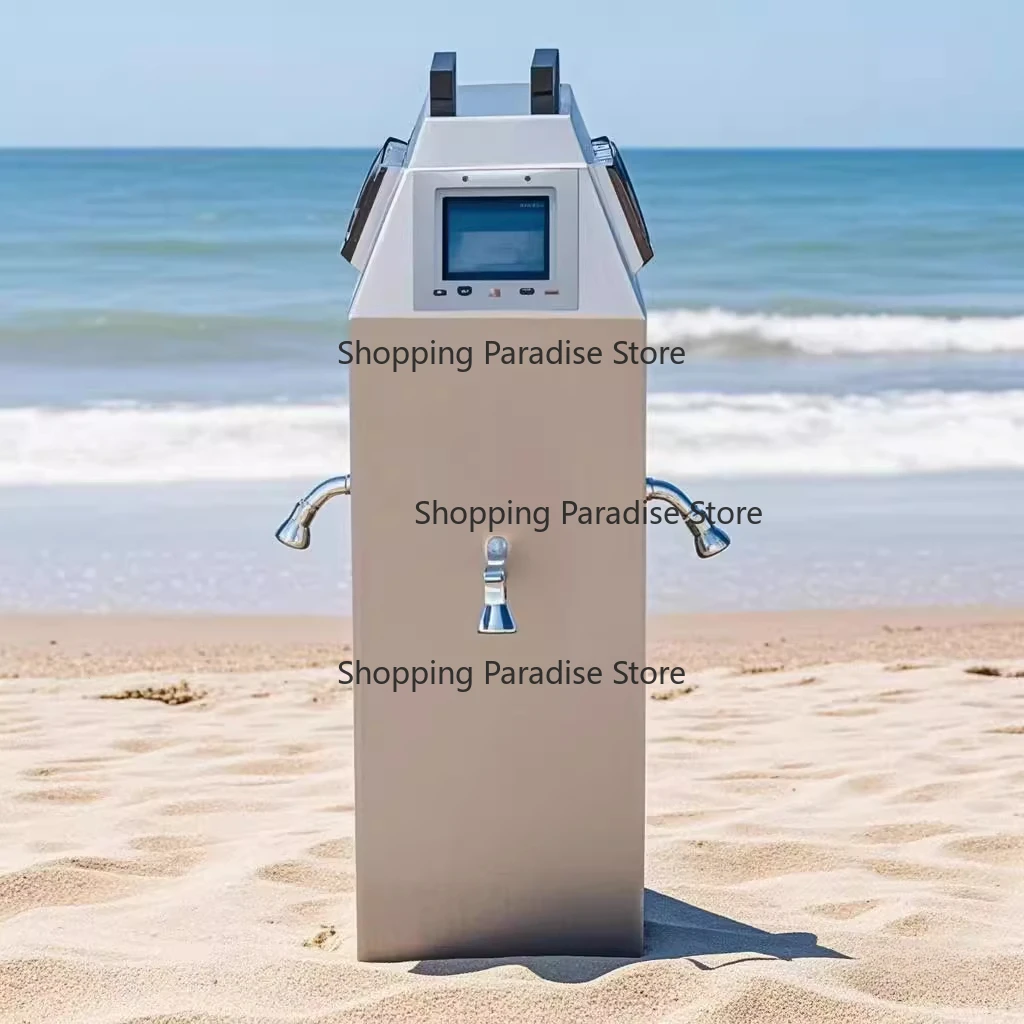 Beach Foot Flushing Artifact Scan Code QR Beach Themed Toilet Sign Wall Art Bathroom Decorations Water Saving Toilet Plunger