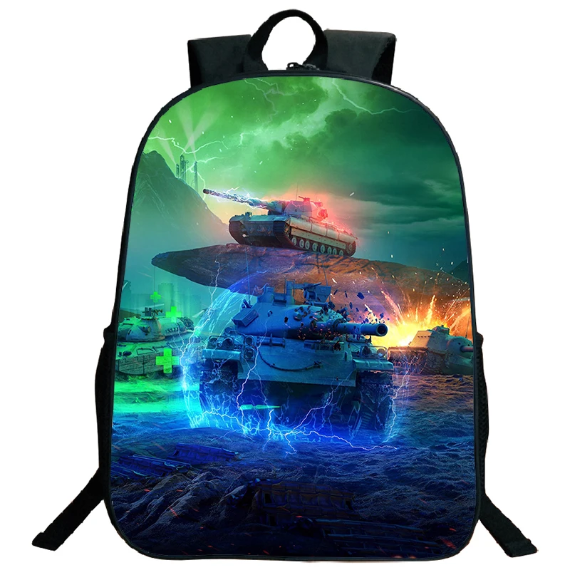 World of Tanks Backpack 16 Inch 3D Game Anime War Thunder School Bags War Tanks Backpacks for School Teenager Boys Large Bookbag