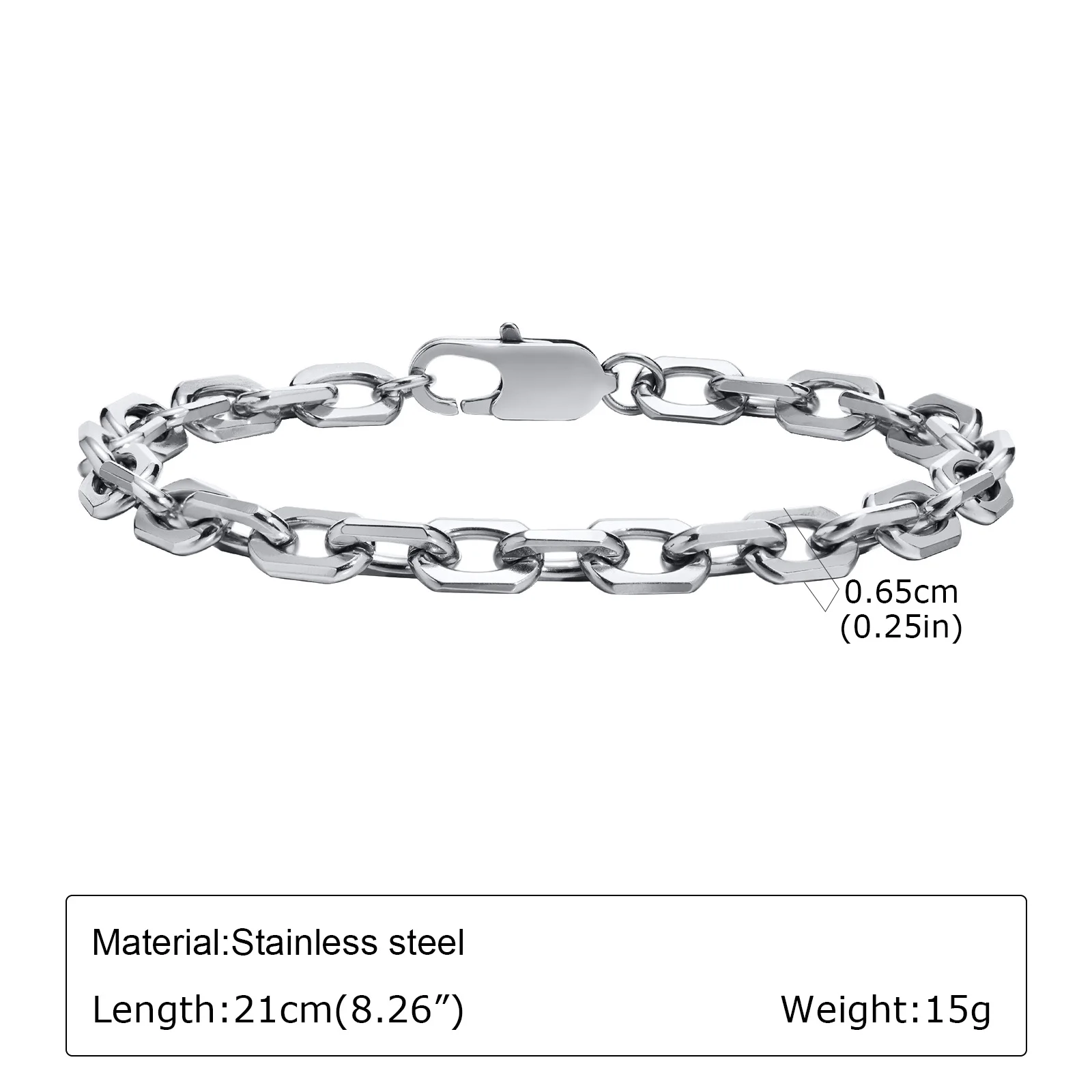 Punk Silberfarbene Herren-Kettenarmbänder, Hip-Hop Edelstahl Geflochtenes Gliederarmband, Klassischer Metallschmuck Geschenk für Ihn Papa