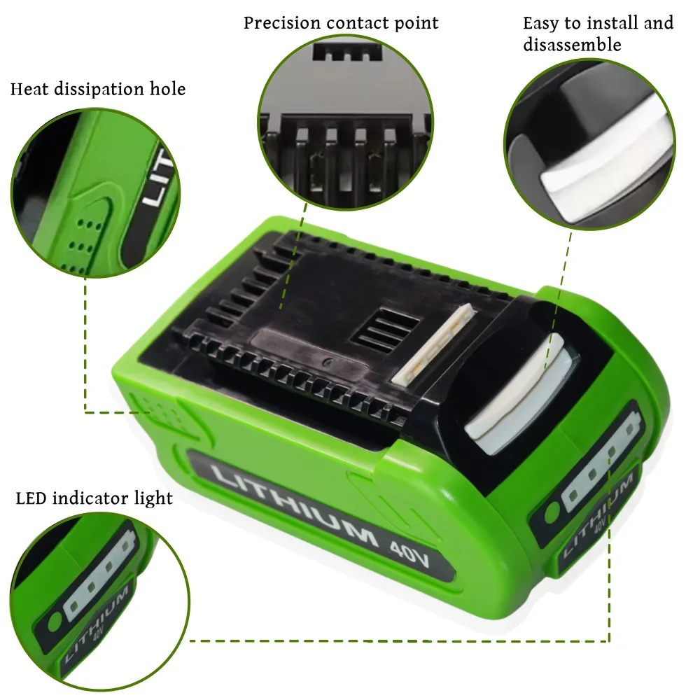 For GreenWorks 40V 4000mAh Replacement Tools Battery Lithium ion Rechargeable Battery 29462 29472 22272 20292 22332