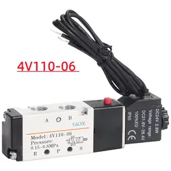 4V110-06 1/8 Air Solenoid Valve PNEUMAT VALV 5 Way Port 2 Position Gas Pneumatic Electric Magnetic Valves DC12V 24V 110V 220V