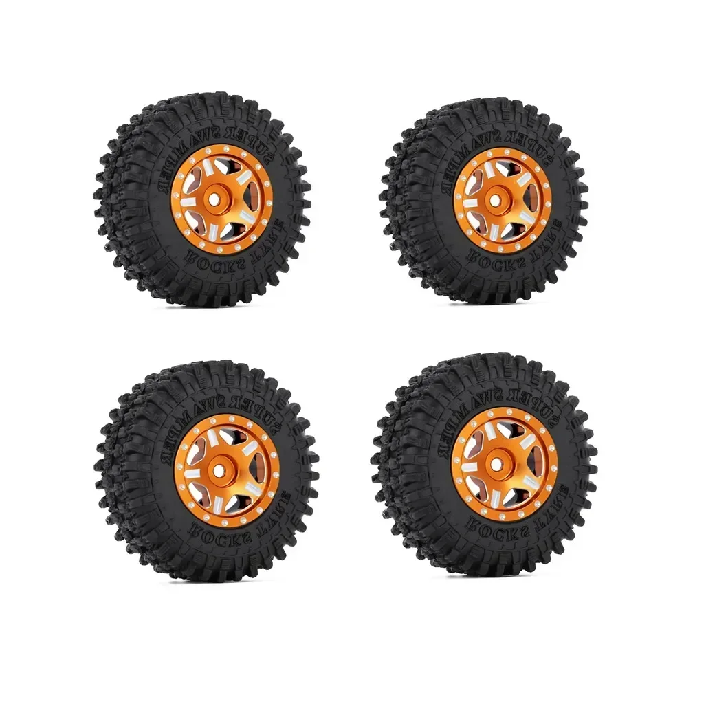 

52*18mm 1.0" Beadlock Wheel Rims Tires Set for 1/24 RC Crawler Car Axial SCX24 AXI00001 Deadbolt Gladiator Xiaomi JIMNY