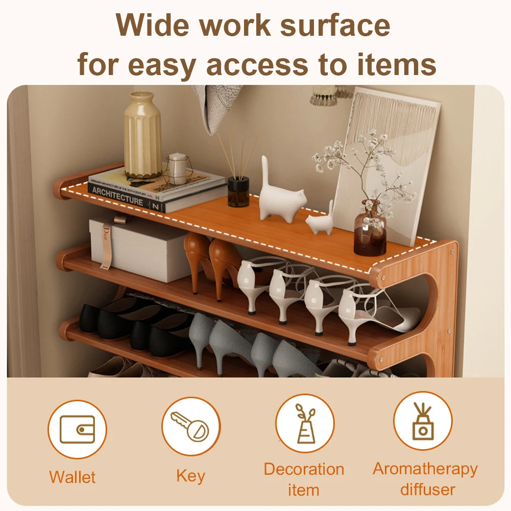 

Wooden Shoe Rack Shoes Storage Organizer 6 Layer Shoes Display Shelf Multi-Function Shoe Organizer Shelf for Living Room