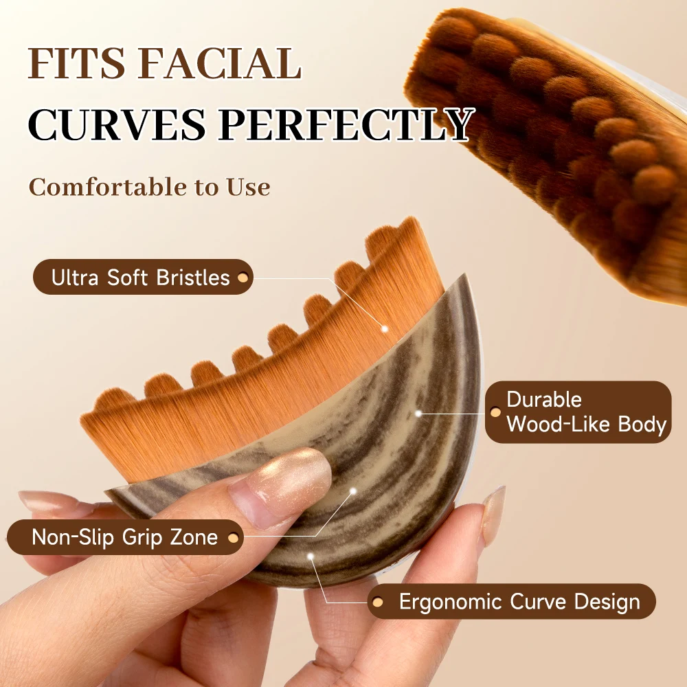 Gebogene Gesichts- und Körperbürste, Ultra-Weiche Borsten Ergonomische Kurvenbürste für Selbstbräuner, Sonnenlose Bräunung, Make-up & Hautpflege