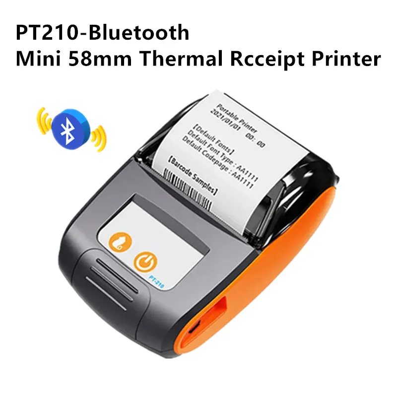 PT210 Mini 58mm Thermal Receipt POS Printer Wireless Bluetooth Portable Ticket Bill IOS Android Invoice Business Retail