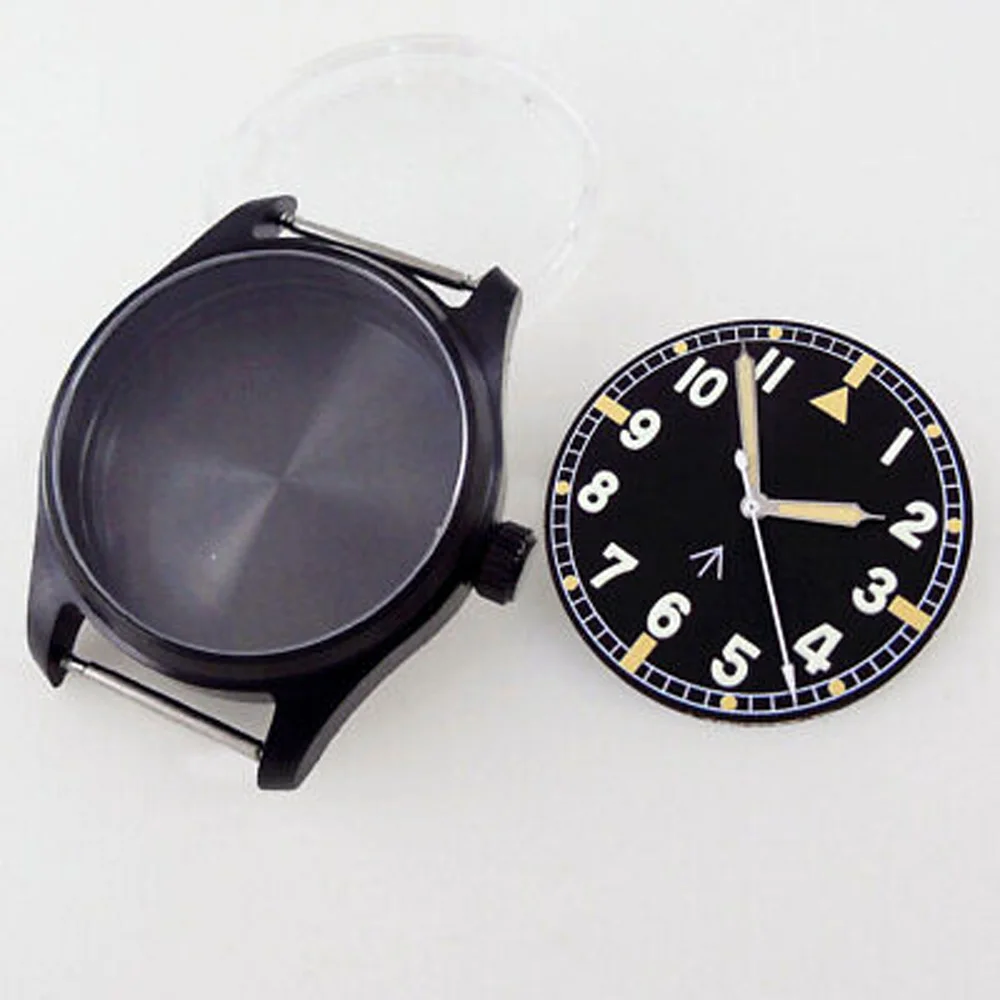 39mm Black PVD Sapphire Glass Watch Case Fit Japan NH35 NH36 (Case+dial+hand)