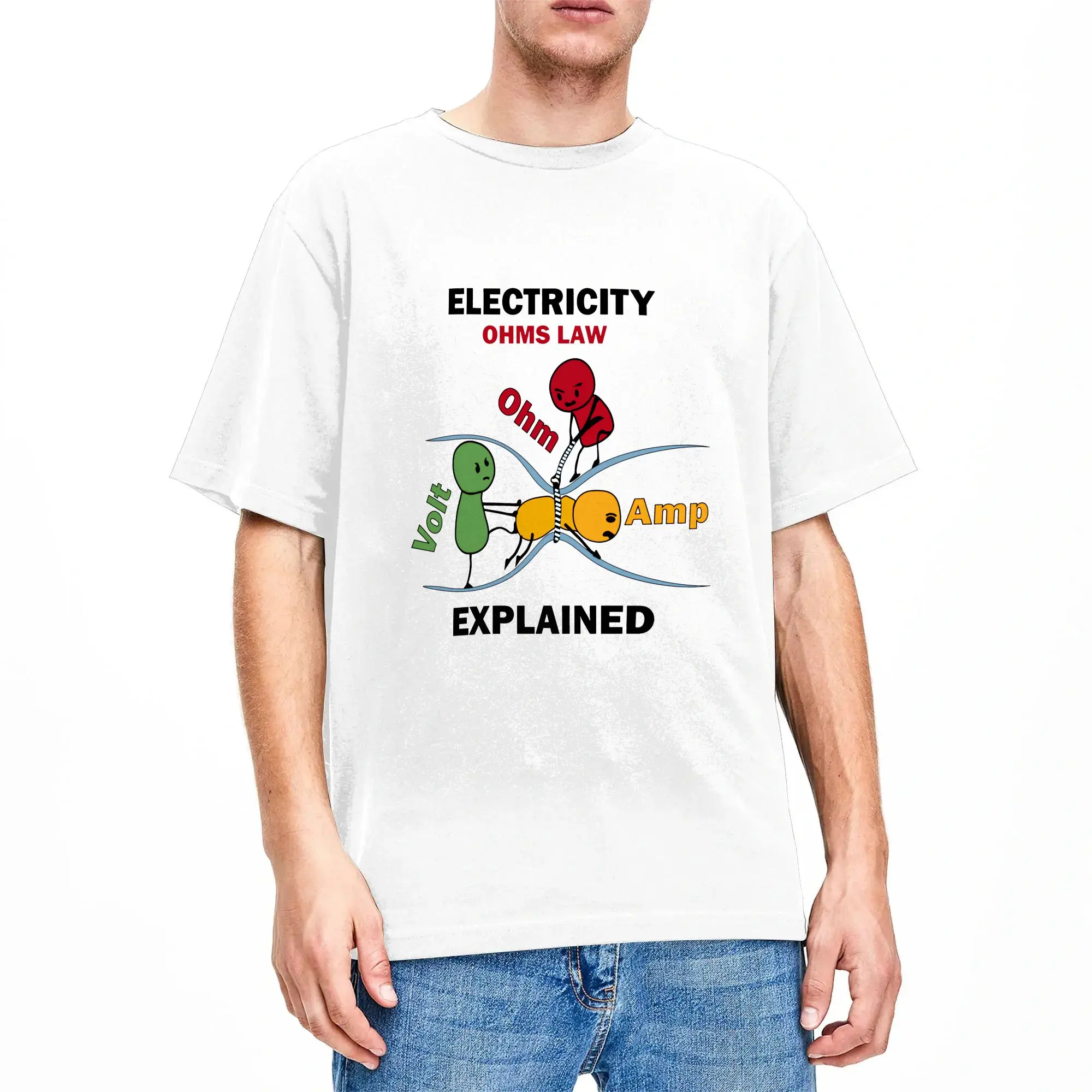 Electricity Explained T Shirt Summer  Vintage T-Shirts Cotton Harajuku Tshirt For Man Custom Logo Tees