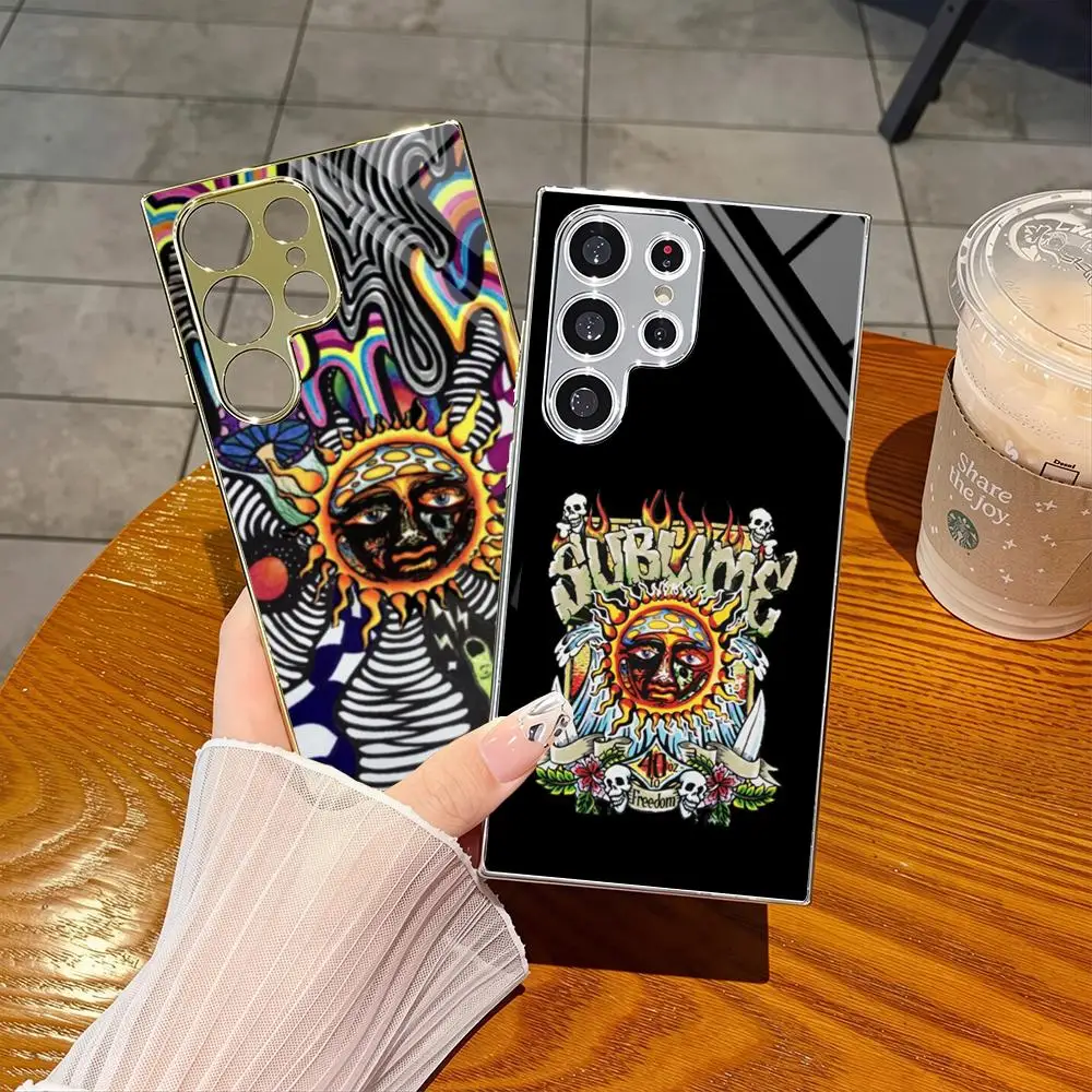 S-Sublime Classic Band Phone Case For Samsung S26 S25 S24 S23 S22 S21 FE Ultra Plus Electroplating Silver Cover
