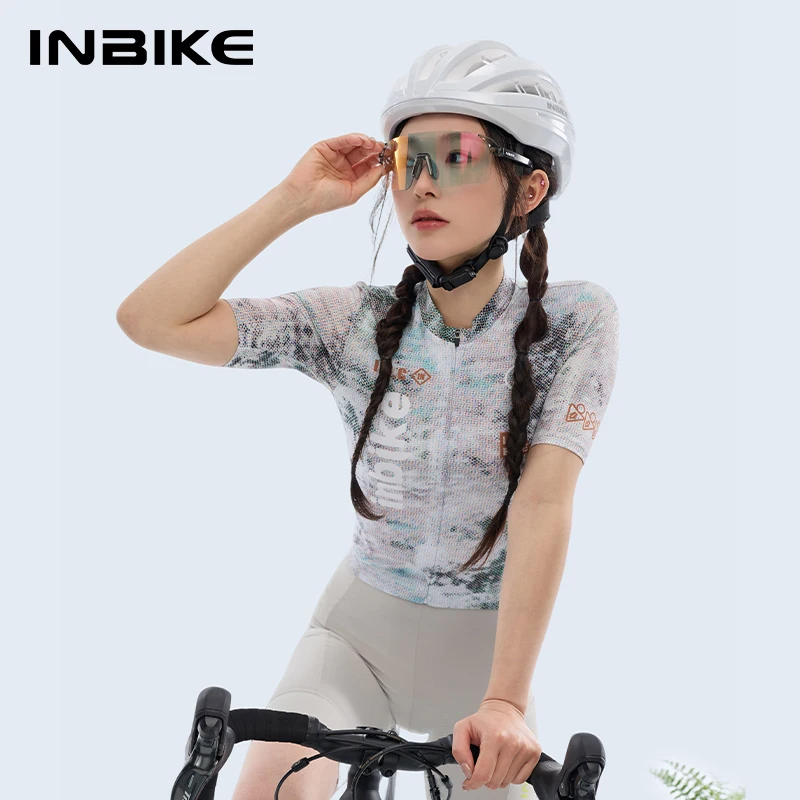 

INBIKE Summer Women's Cycling Short-Sleeve Moisture-wicking Outdoor Cycling Jersey Full-Zip Pocket Cycling Wear