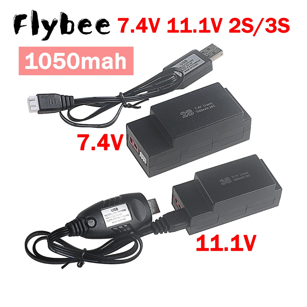 

1050mah 7.4V / 11.1V RC Car Battery And USB Charger 2S 3S for MJX Hyper Go H16H H16E 16207 16208 1/16 16209 16210 RC Trucks