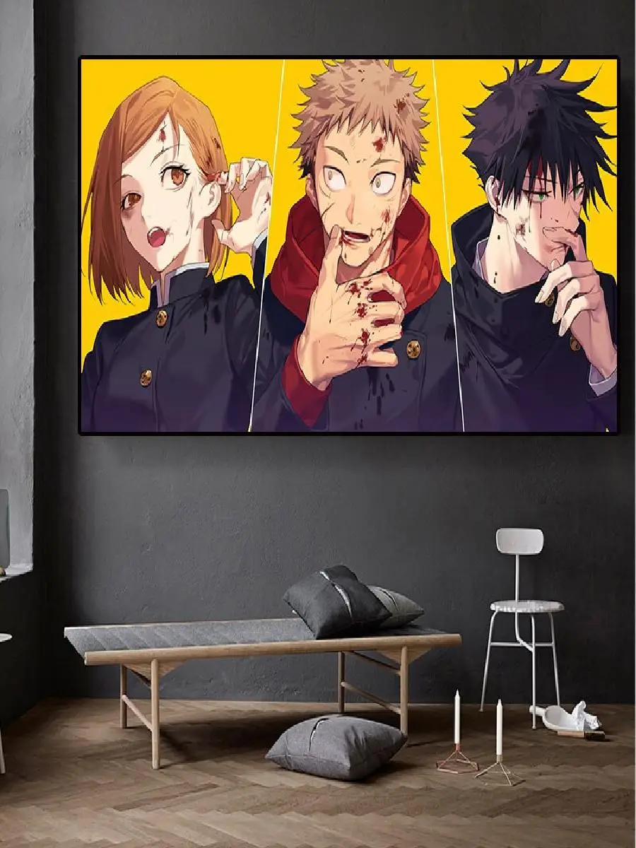 Jujutsu Kaisen Anime Canvas Wall Art  Large Size Poster for Kids Room Living Room  Home Decor Cartoon Painting Japanese Anime Pi