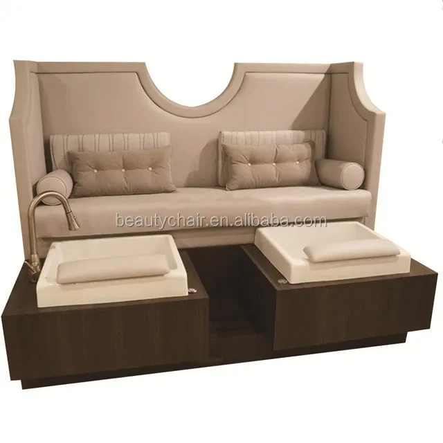 

Double Seat PU Leather Pedicure Chair - With Foot Bath & Massage. Comfort and Style Combined for Your Salon.