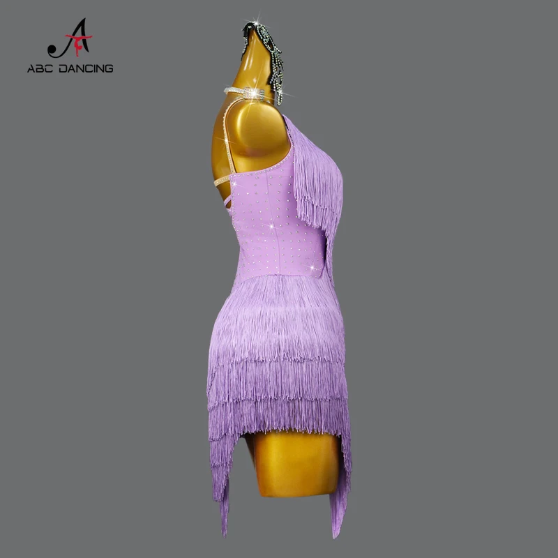 2024 New Latin Dance Fringe Dress Women Midi Competition Costume Sexy Girl Party Skirt Clothes Wear Cha-Cha Line suit Customized