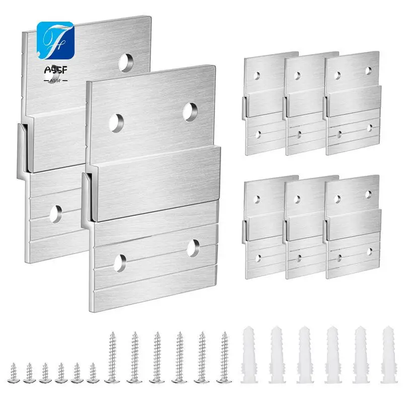 A55F-1 Set 5In French Cleat Hanger Heavy Duty Metal Hanger Photo Rack Art Frame Wall Hardware Z-Barfor Hook Mirror Durable