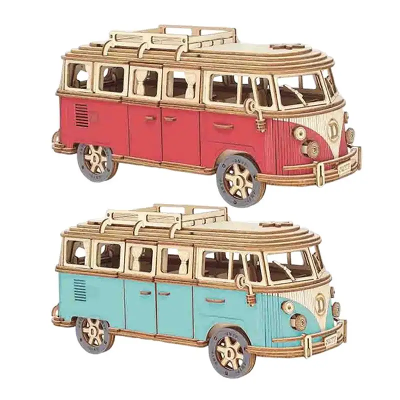 

Bus Wooden Puzzle 3D Wooden Puzzles Tour Bus Model Toy 3D Puzzle Bus Construction Kit Wooden Craft Tour Bus Puzzle For Kids