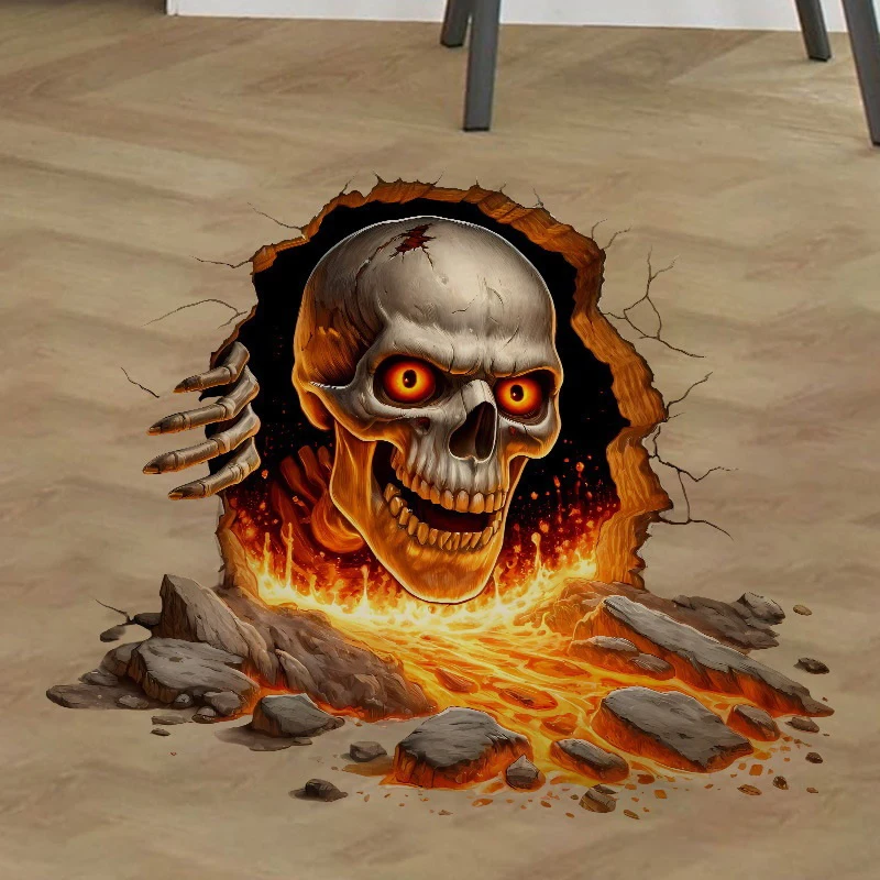 ملصقات أرضية جدارية PVC ملصقات جدار الهالوين تأثير ثلاثي الأبعاد كسر جدار الزومبي كسر ذاتية اللصق غرفة نوم غرفة المعيشة الرعب